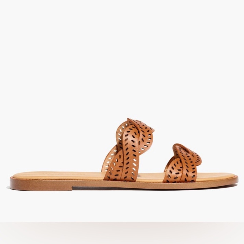 madewell The Cora Slide Sandal in Perforated Leather - Picture 2 of 7
